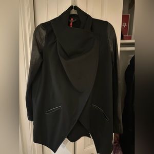 SPANX- drape front Jacket with faux leather detailing